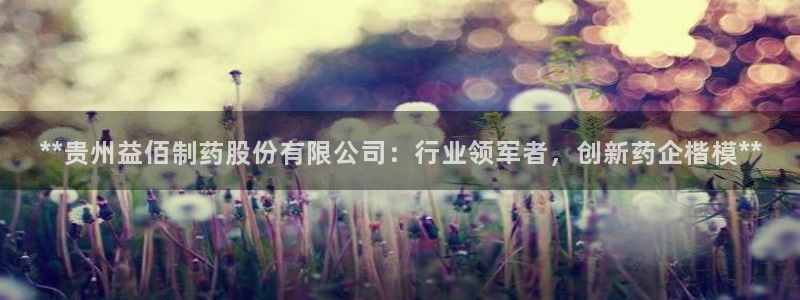 ag九游老哥俱乐部：**贵州益佰制药股份有限公司：行业领军者，创新药企楷模**