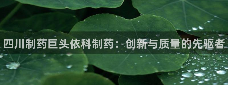 9游会老哥俱乐部：四川制药巨头依科制药：创新与质量的先驱者