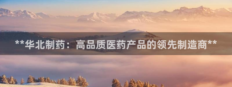 九游会老哥俱乐部官方网站：**华北制药：高品质医药产品的领先制造商**